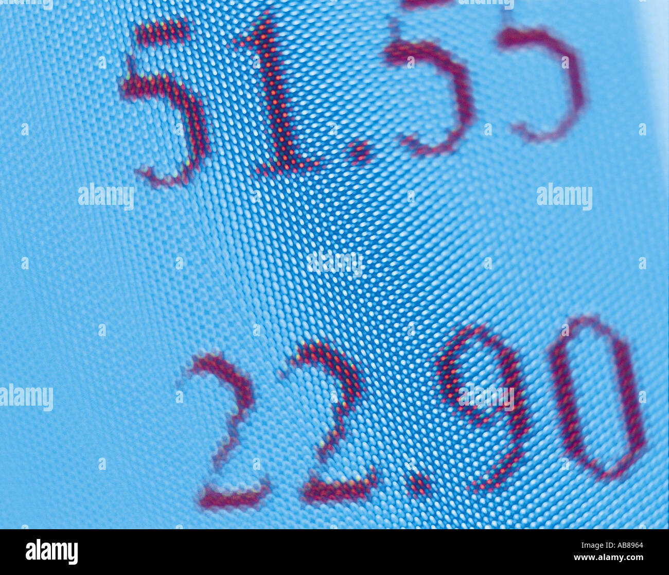 Ziffern auf einem Computermonitor Stockfoto