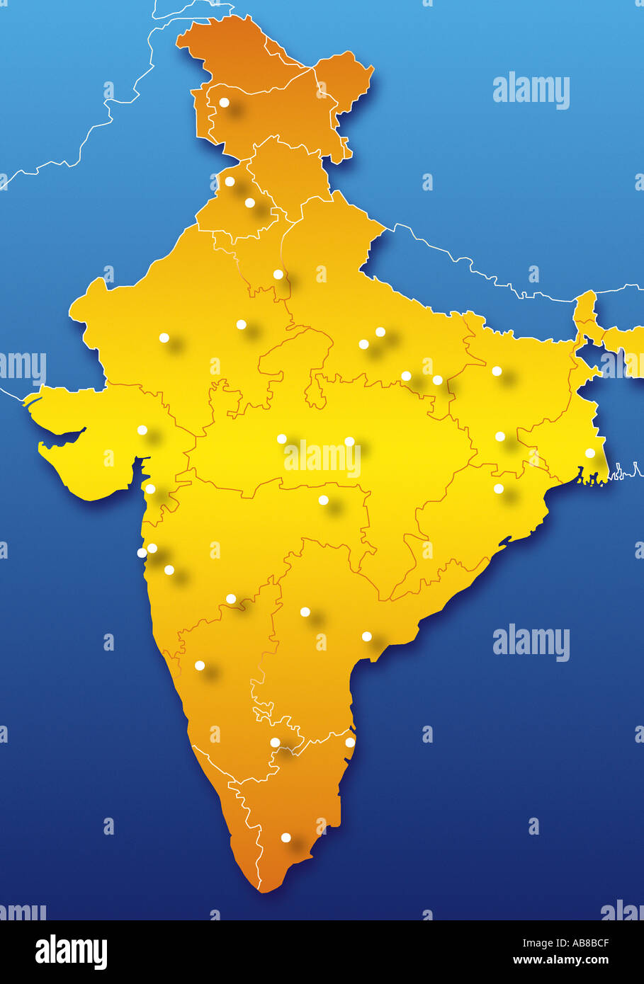 Landkarte von Indien Stockfoto