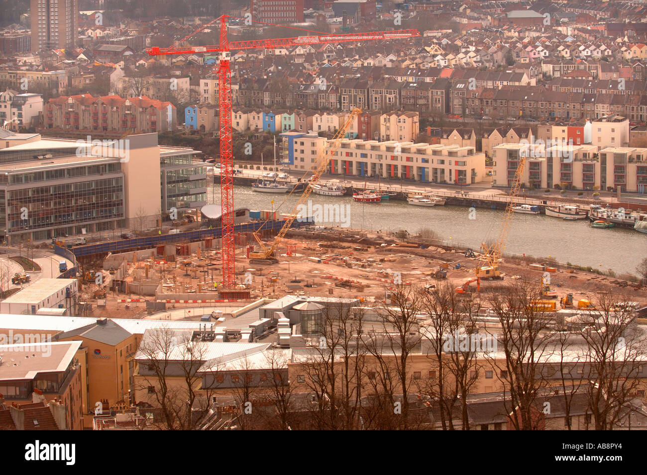 EINE BAUSTELLE AUF BRISTOL HARBOURSIDE UK Stockfoto