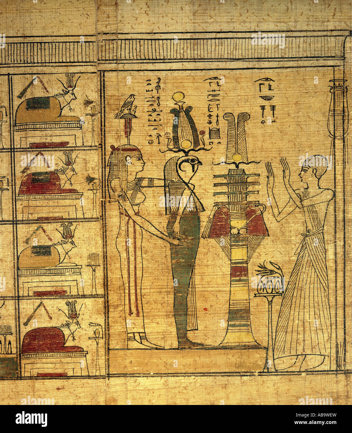 Geographie/Reisen, Ägypten, Totenkult, Buch der Toten, der papyros Pajuheru, Anbetung des Osiris