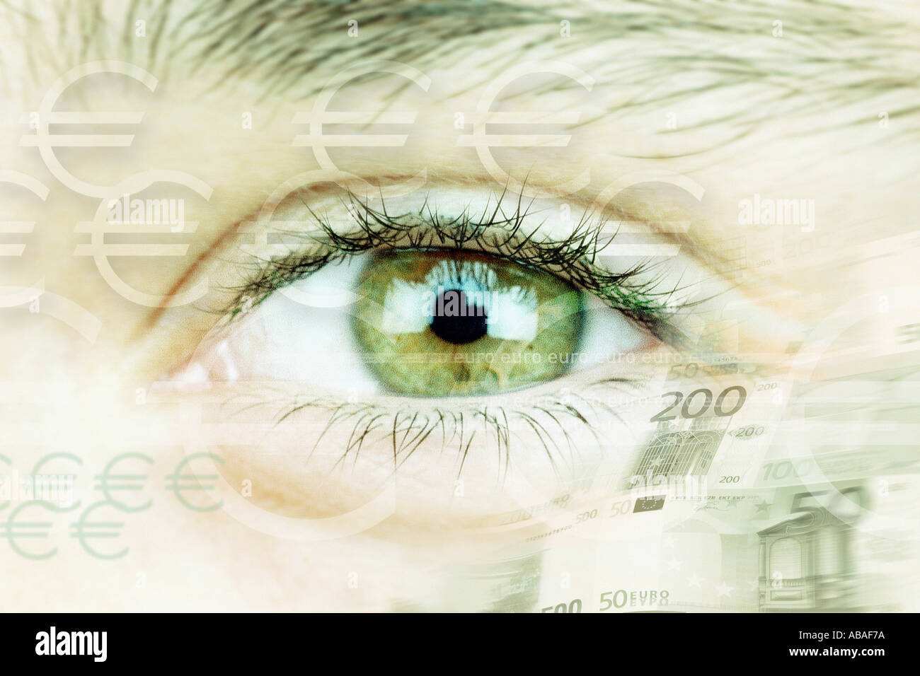 Menschliche Auge und Euro-Zeichen Stockfoto