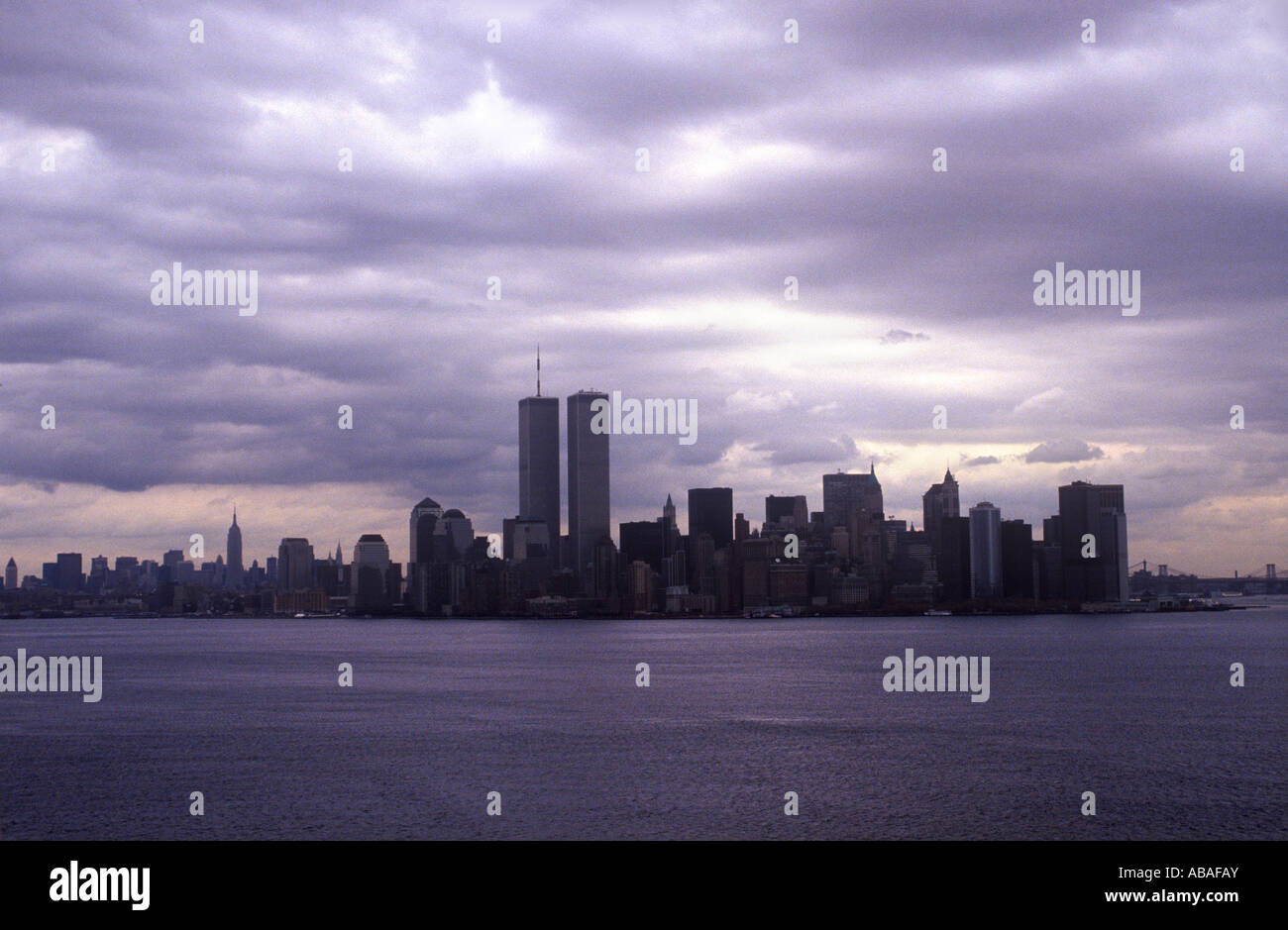World Trade Center, New York City Skyline vor Terroranschlag am 11.09.01, USA Stockfoto