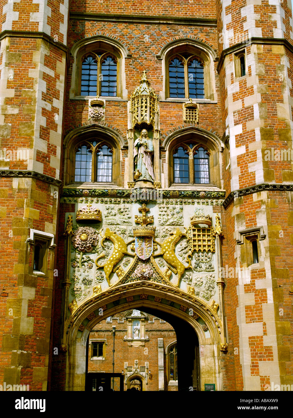 Cambridge, Str. Johns Hochschule, Eingang Stockfoto