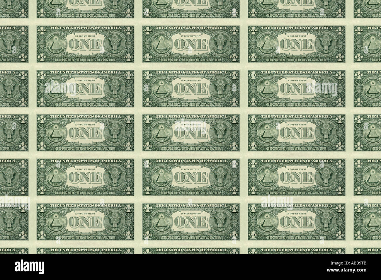 USA 1 Dollar Bill Green Rücken Stockfoto