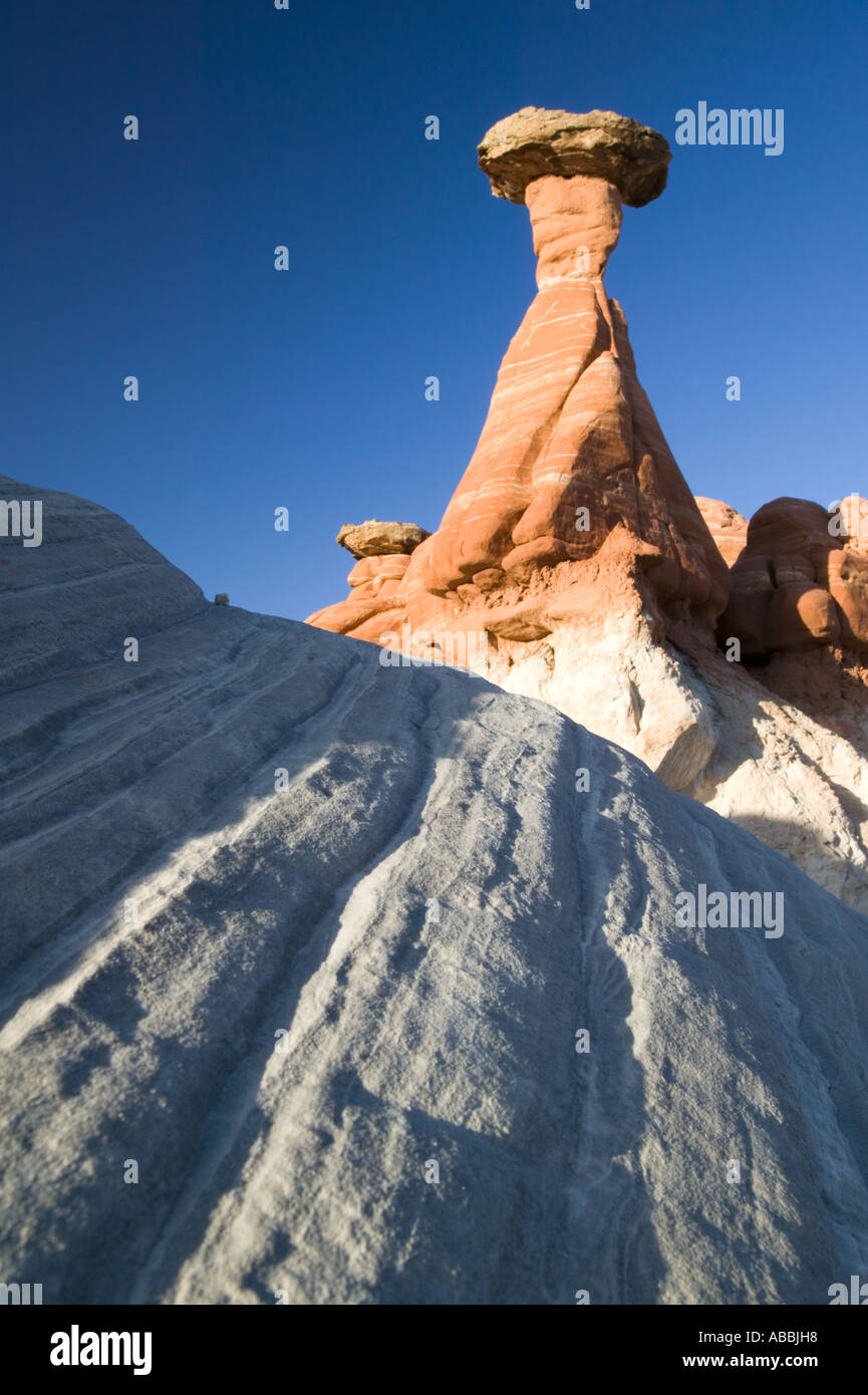 Türme des Schweigens im Tal der weißen Geister entlang Wahweap Wash in der Nähe von Page Arizona USA Stockfoto