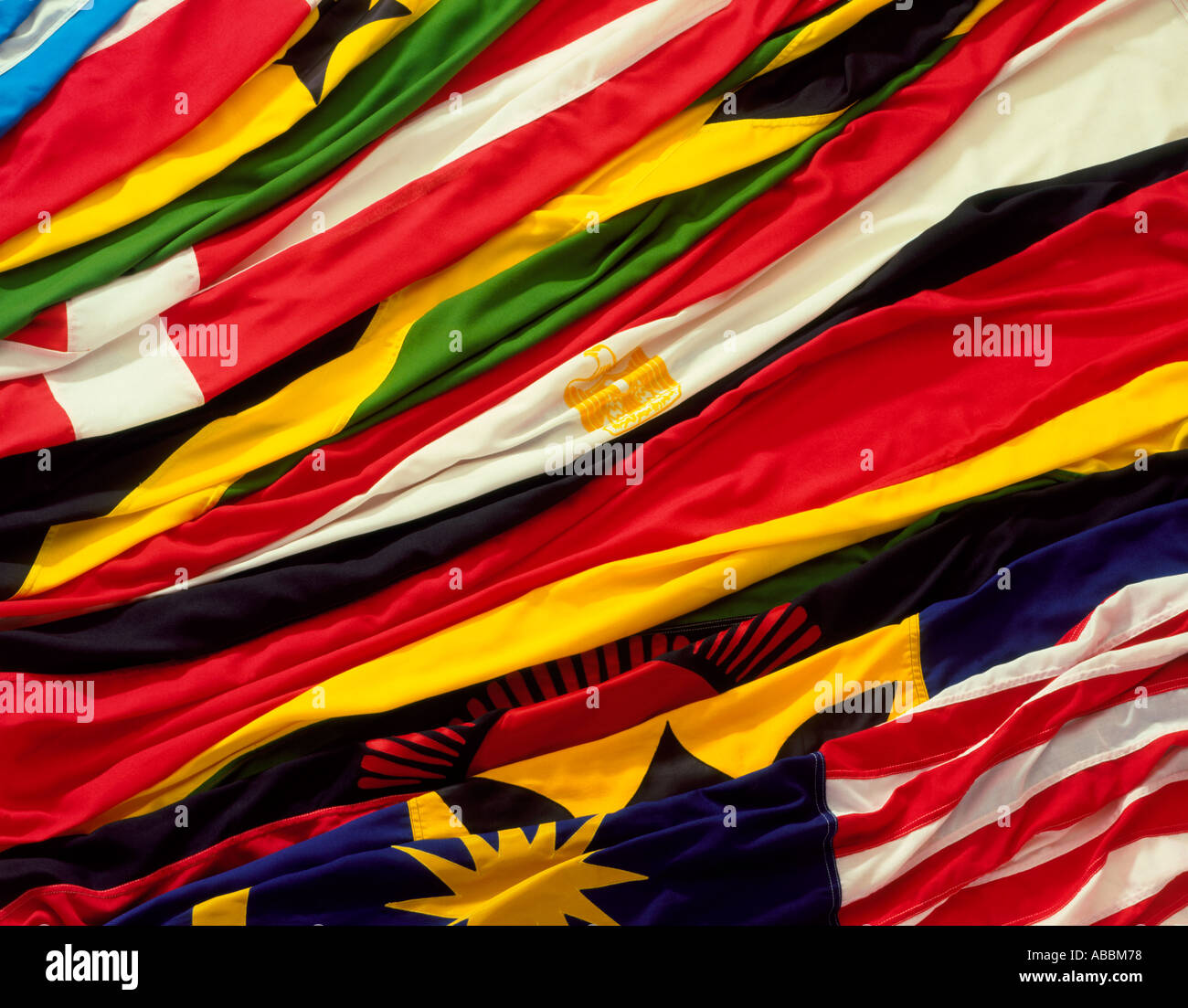 Flaggen aus vielen Nationen Stockfoto