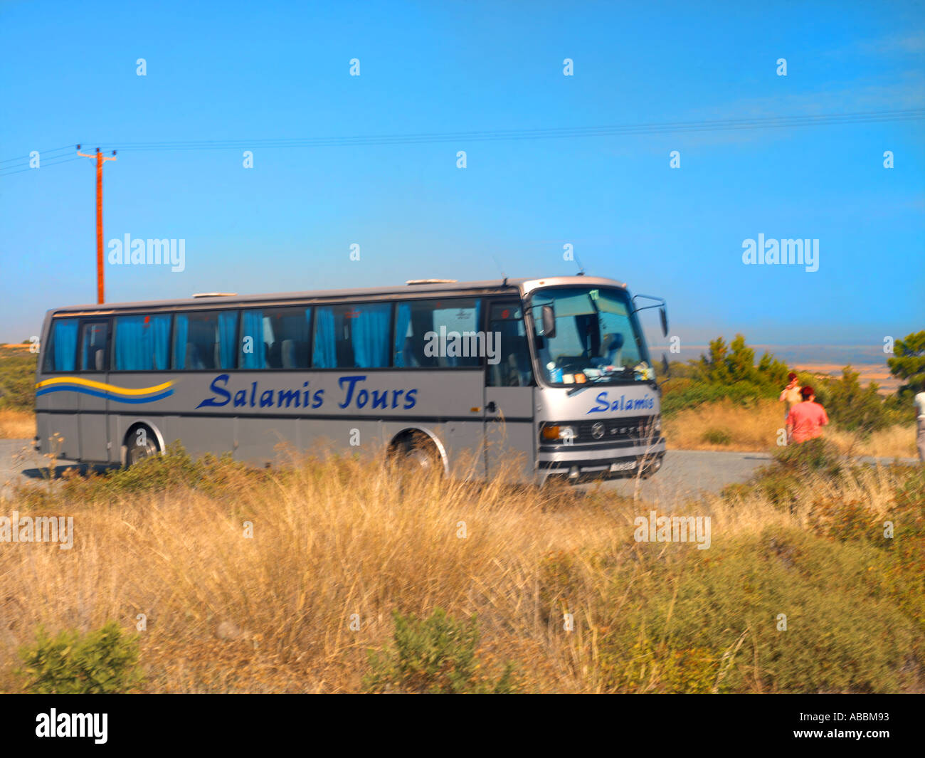 Kourion Zypern Touristenbus Stockfoto