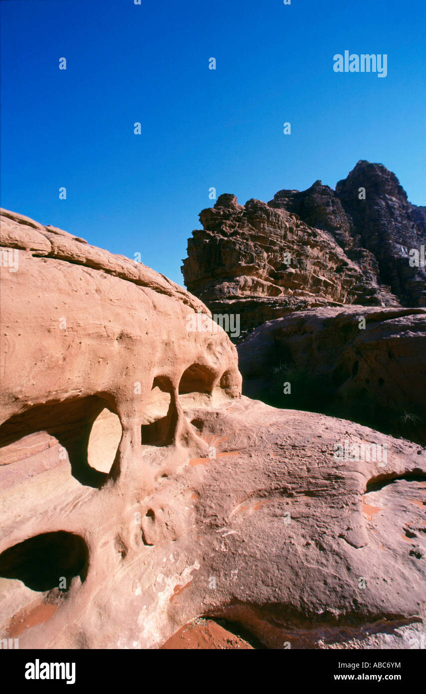 Wadi rum Wüste in Jordanien Ort entstanden Filme wie Indiana Jones Laurence von Arabien oder roter planet Stockfoto