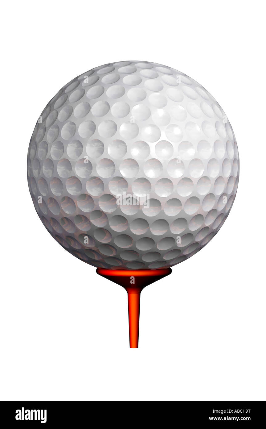 Golfball auf roten tee Stockfoto