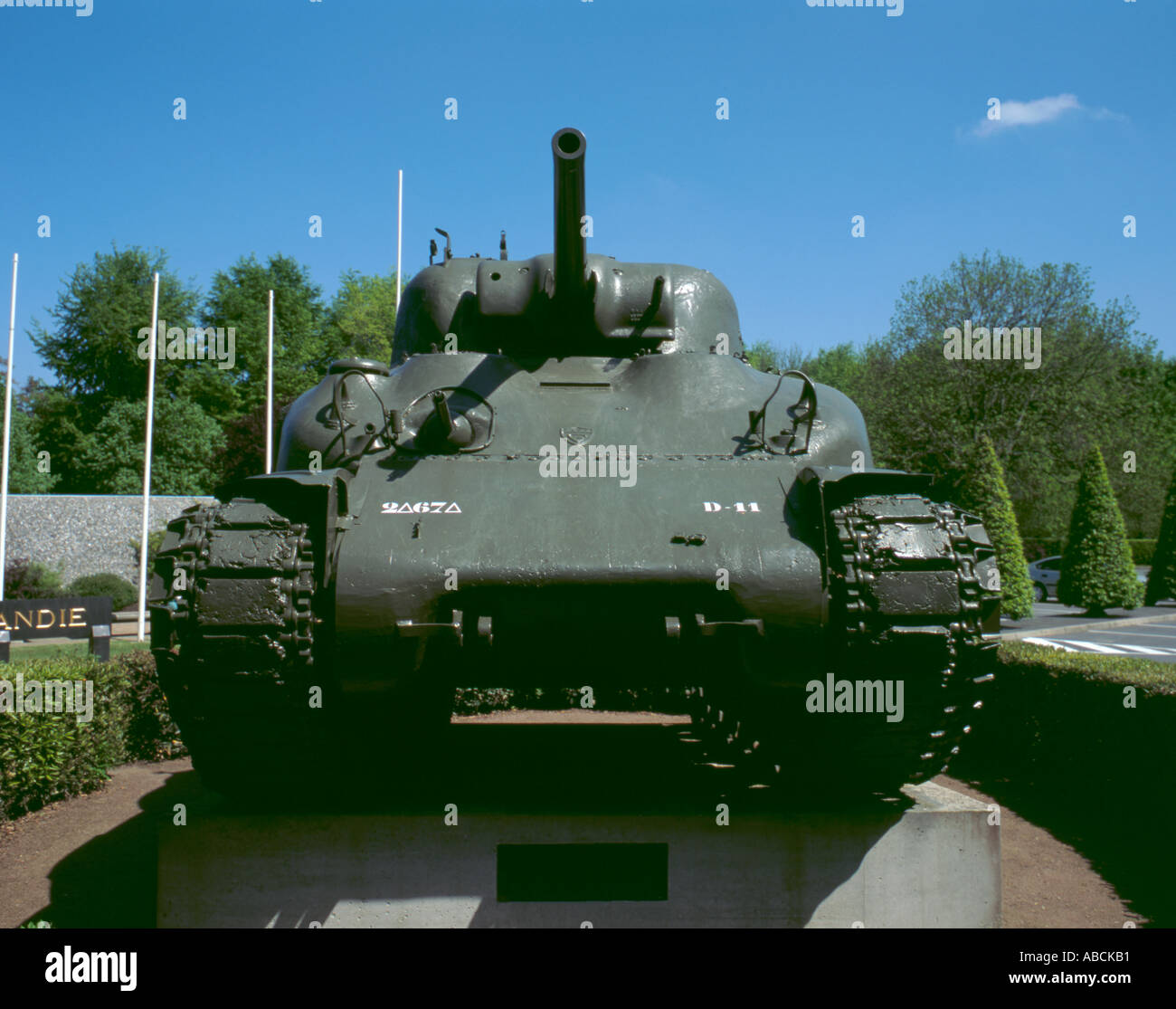 Amerikanischer M4A1 Sherman-Panzer im Musée Mémorial 1944 Bataille de Normandie, Bayeux, Normandie (Normandie), Frankreich. Stockfoto