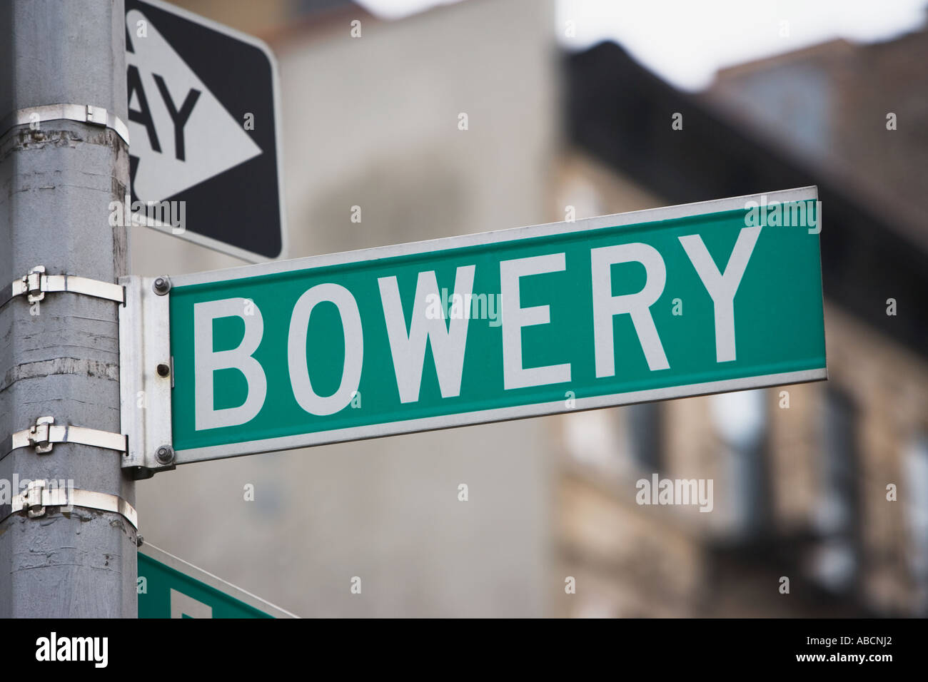 Bowery Straßenschild Stockfoto