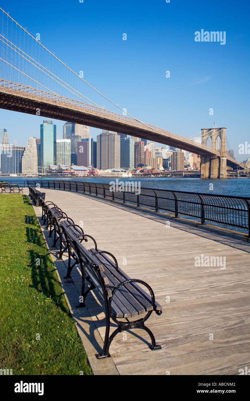 Brooklynbridge und die Skyline von New york Stockfoto
