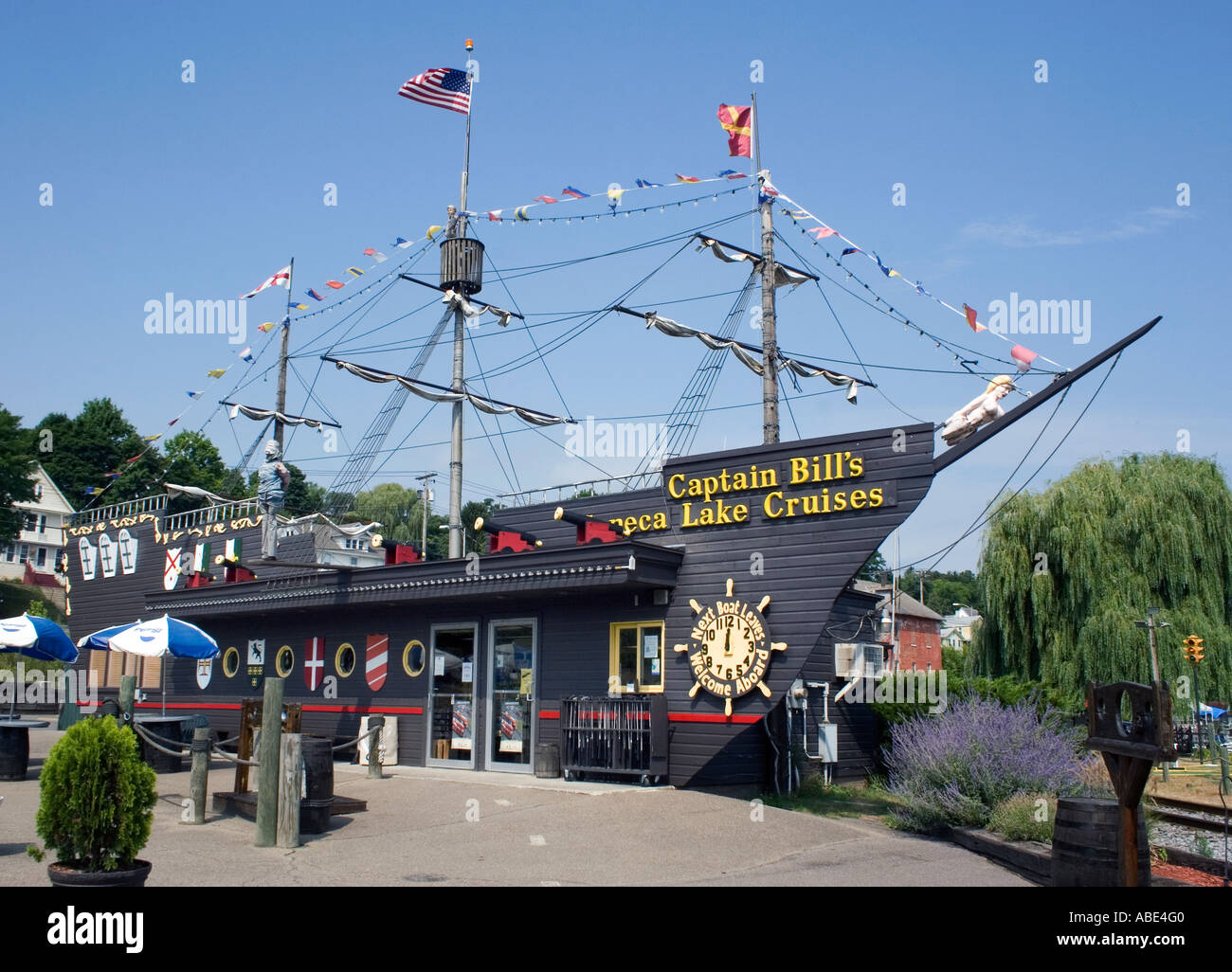 Piratenschiff für Captain Bill s See Kreuzfahrten in Watkin s Glens New York Stockfoto