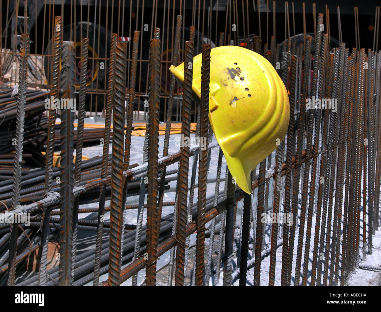 Helm von einem Bauarbeiter Stockfoto
