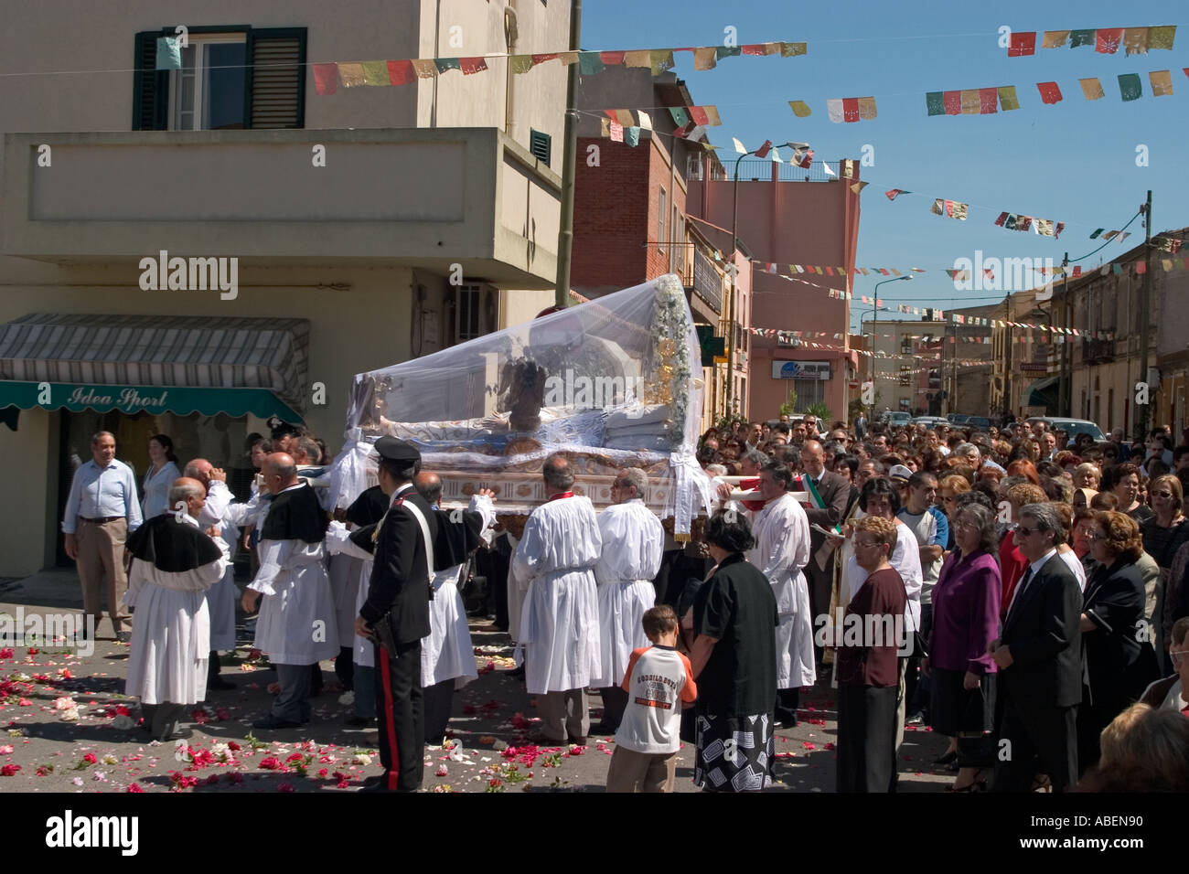 Religiöse Prozession. Cabras, Provinz Oristano, Sardinien Stockfoto