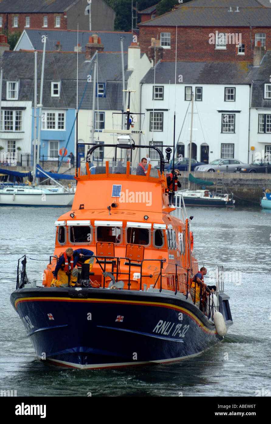 Weymouth Rettungsboot in den Hafen von Weymouth, Dorset, England, UK Stockfoto