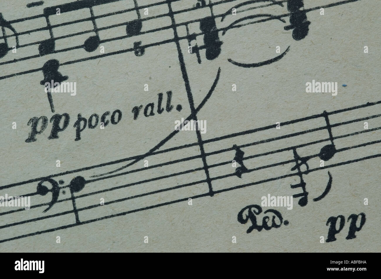 eine Partitur Stockfoto