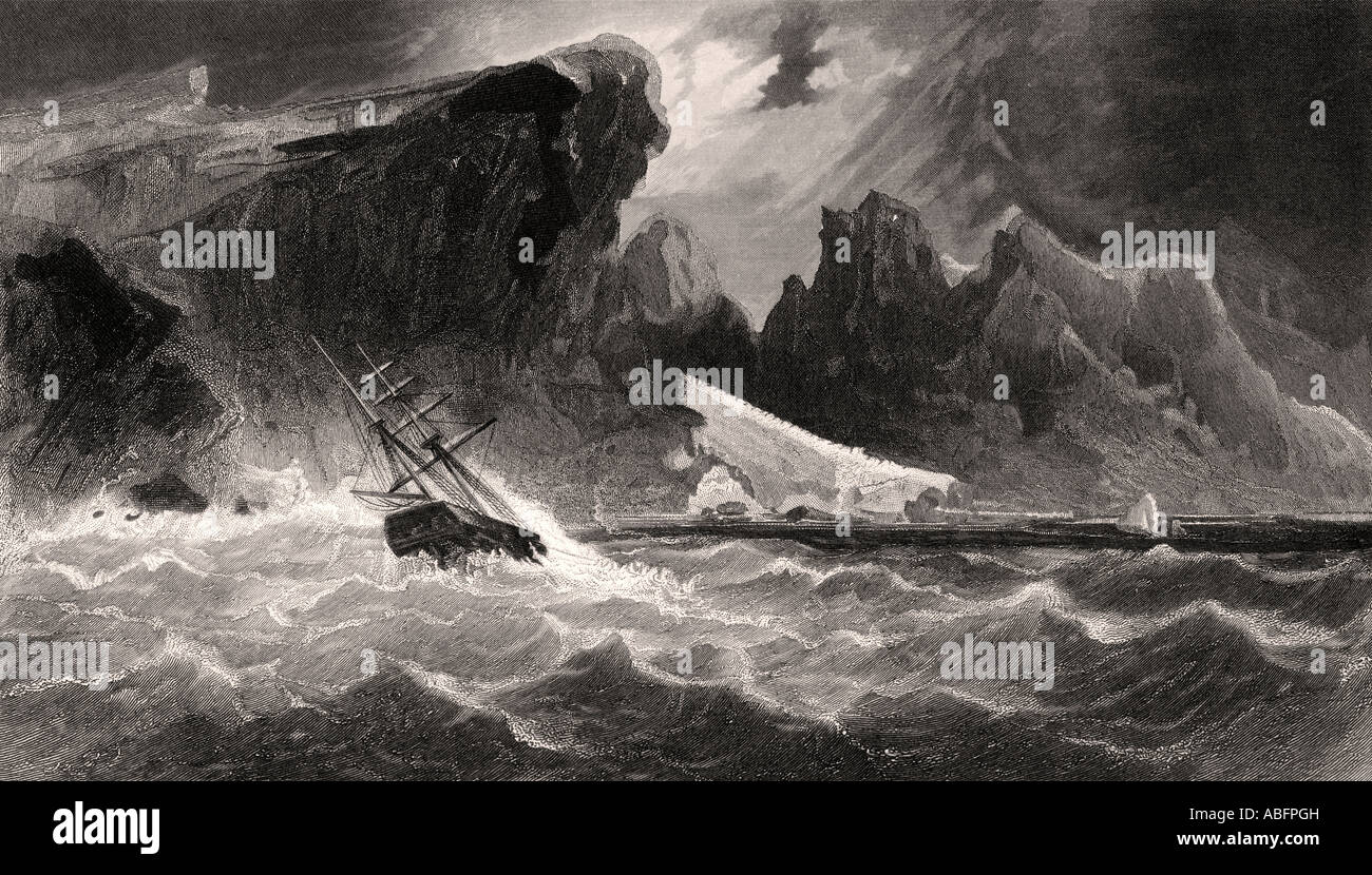 Das Schiff des amerikanischen Entdeckers Dr. Elisha Kent Kane auf hoher See während arktischer Erkundungen 1853-55. Stockfoto