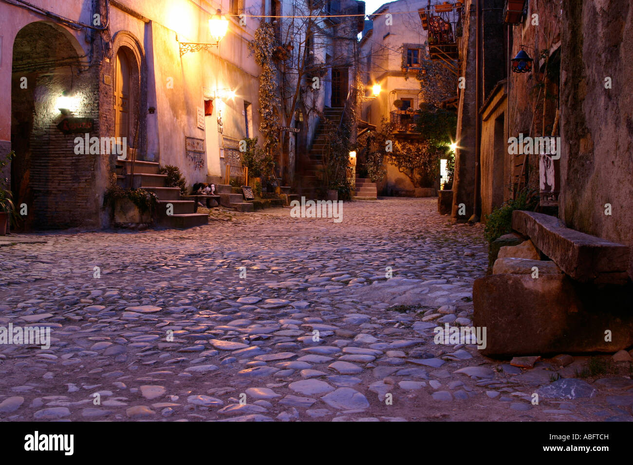 Das märchenhafte Zentrum Calcata Dorf, Italien Stockfoto