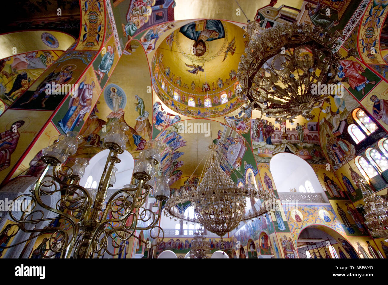 Decke und Innenwände der Kirche SCHUTZPATRON GERASIMOS Stockfoto