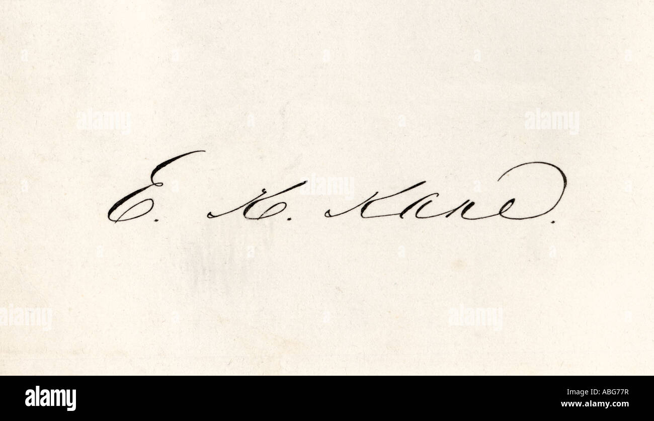 Unterschrift von Elisha Kent Kane, 1820 - 1857. Stockfoto