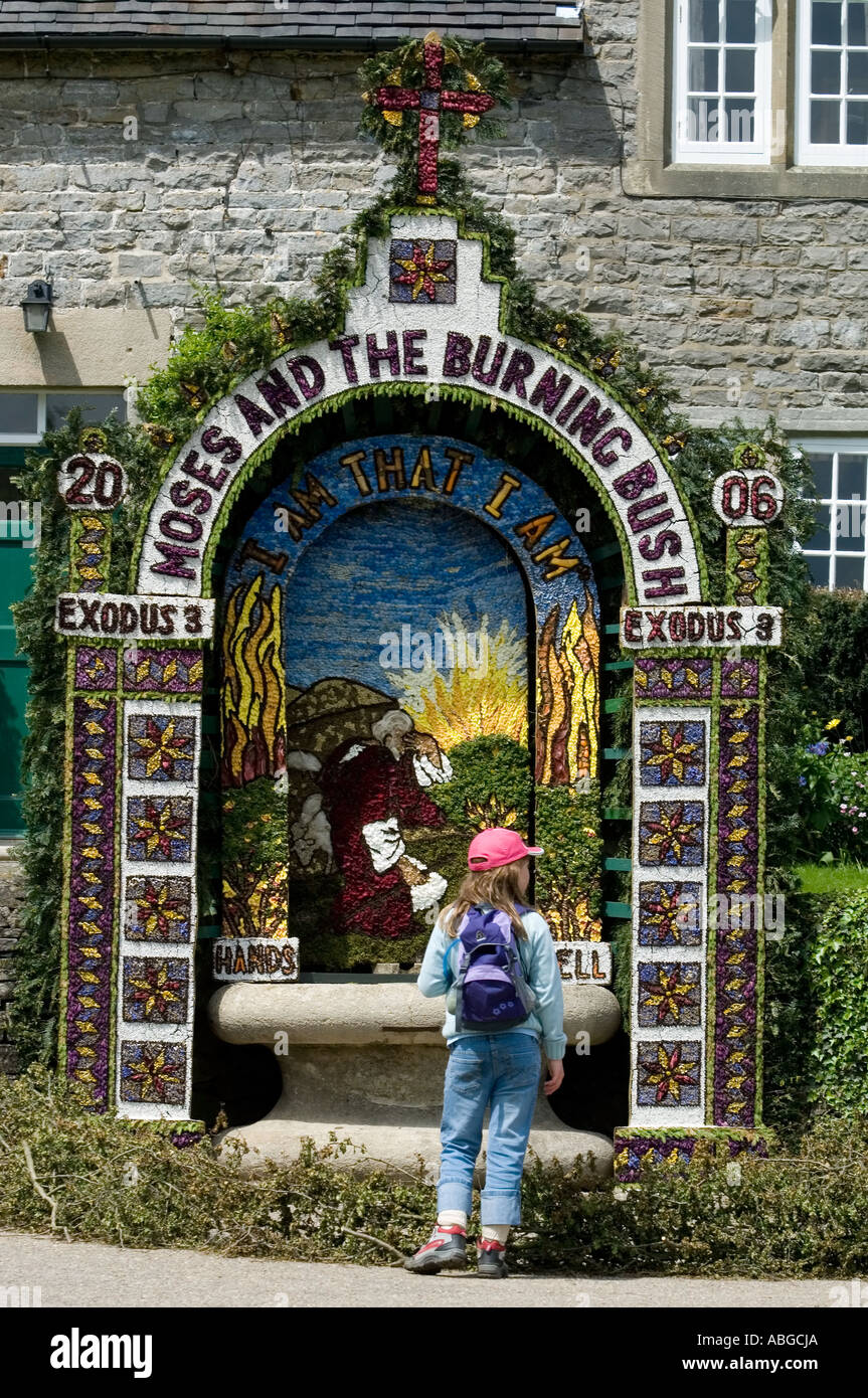 Die alte Kunst des gut kleiden an Tissington in das Vereinigte Königreich Peak District in Derbyshire Stockfoto