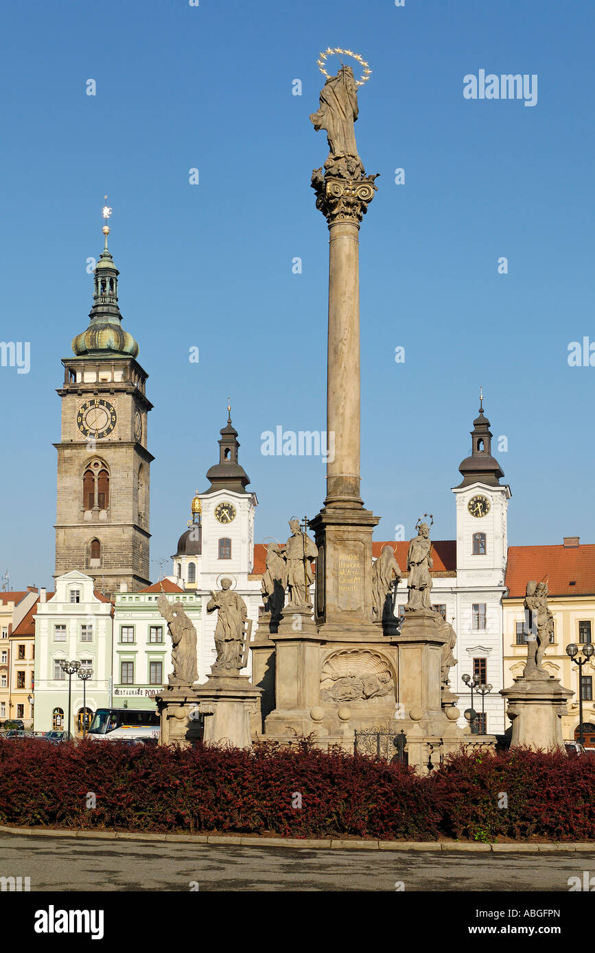 Marian Coloumn, historische alte Stadt Hradec Kralove, Koeniggraetz, Ostböhmen, Tschechien Stockfoto