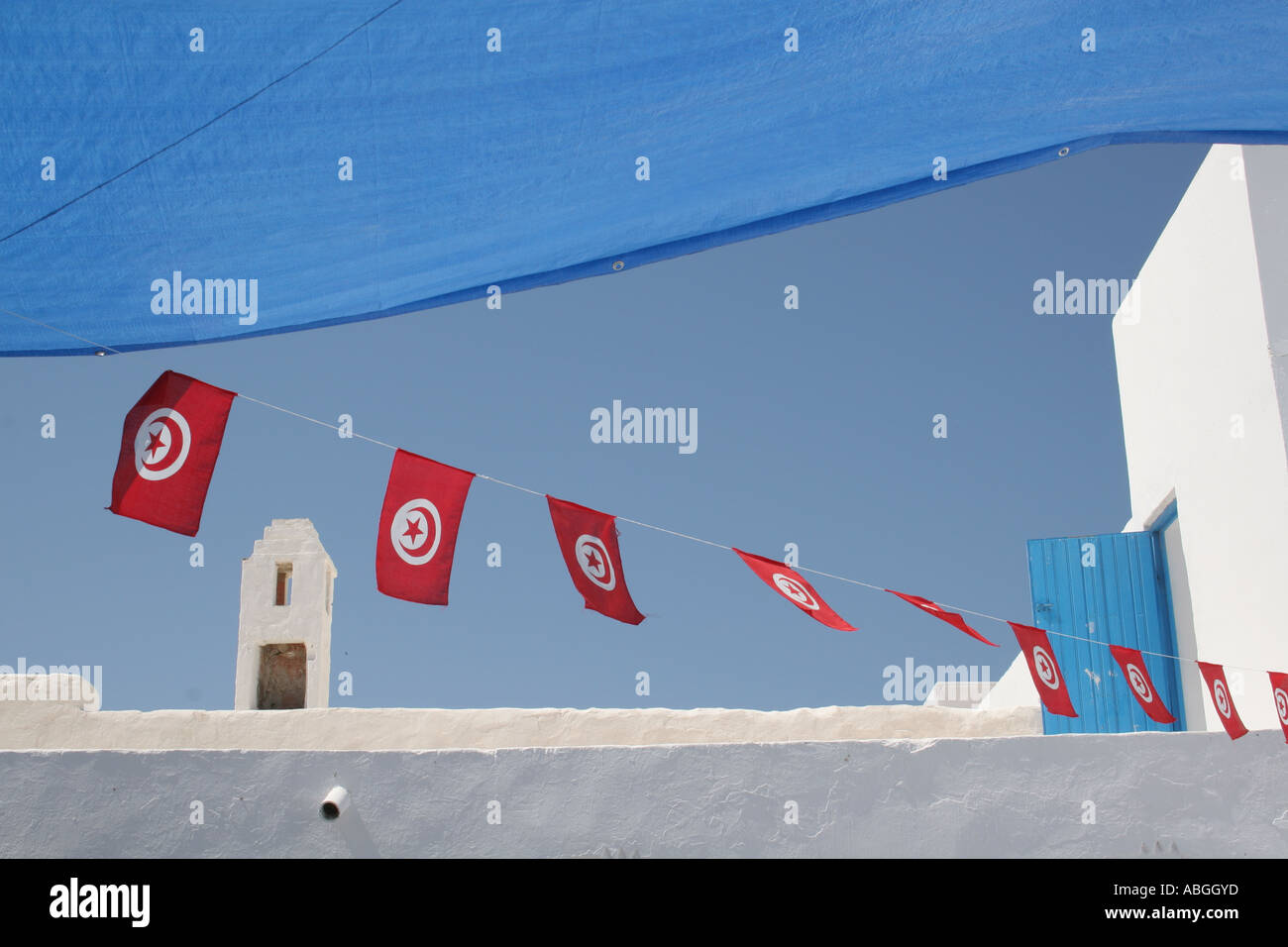 Traditionelle tunesische Gebäude Erriadh Hara Djerba Tunesien Stockfoto