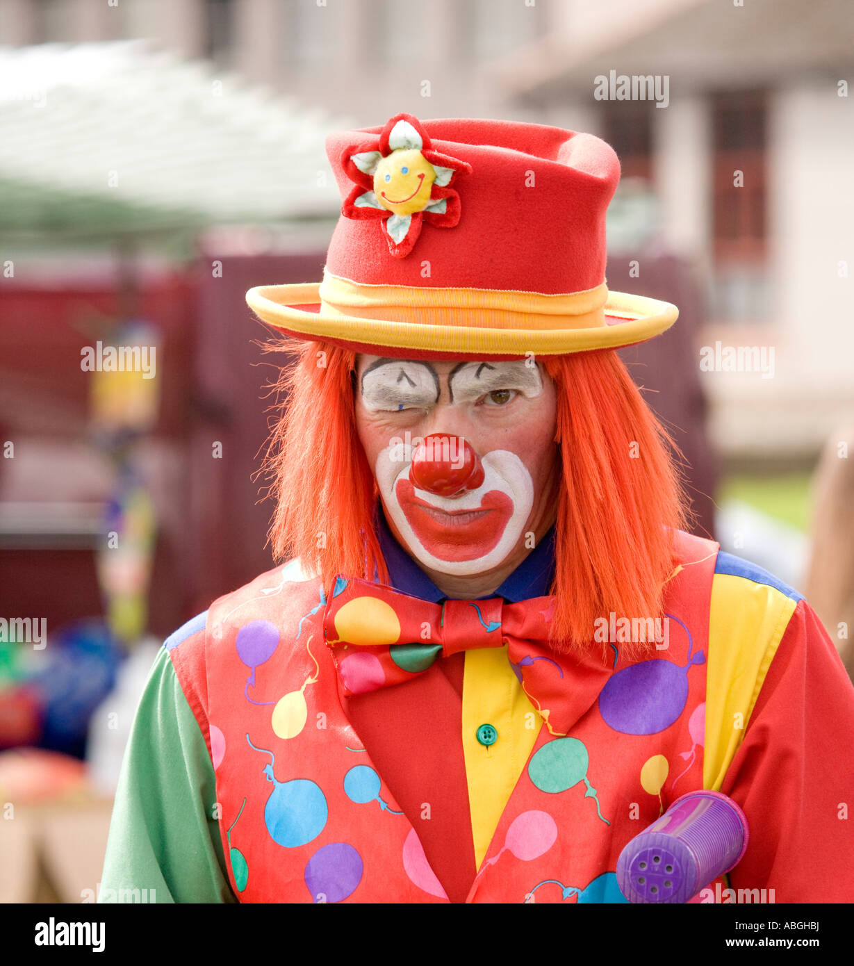 Wink einen Clown zwinkert Annan Reiten der Märsche Dumfriesshire Scotland UK für die Kamera Stockfoto