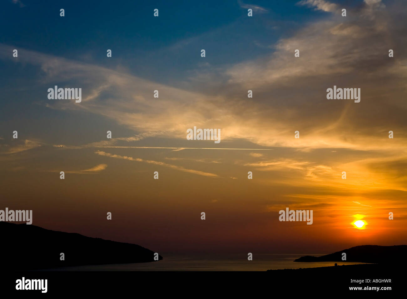 Sonnenuntergang, Insel Hvar, Dalmatien, Kroatien Stockfoto