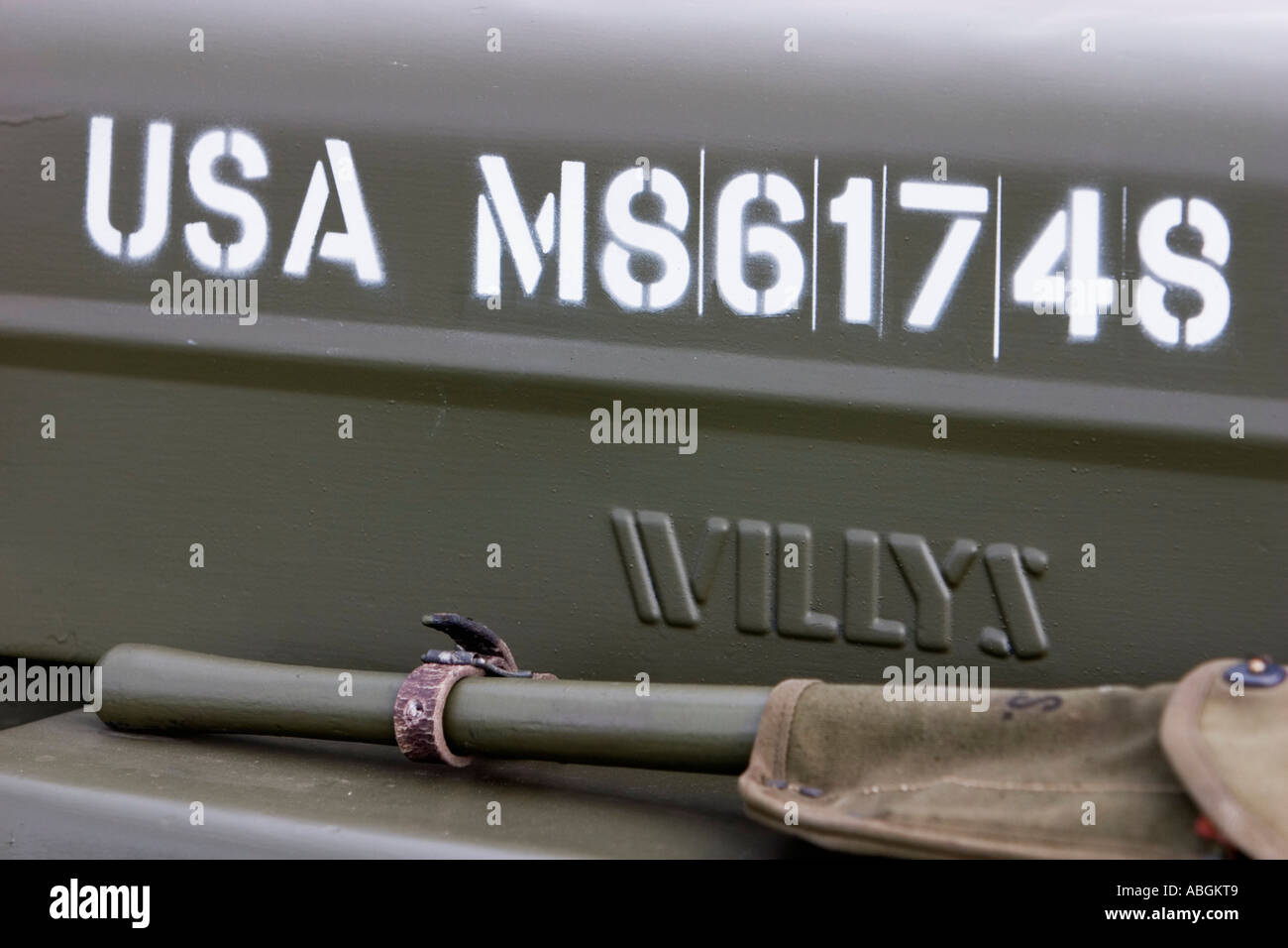 Ident-Detail auf Willys Jeep US-Militär hautnah Stockfoto