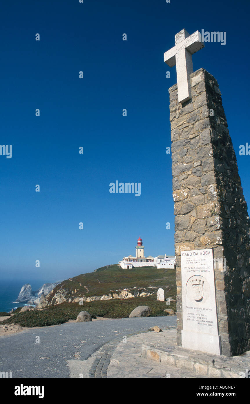 Der westlichste Piont in Europa The Lighthouse und Klippen am Cabo da Roca-Portugal Stockfoto