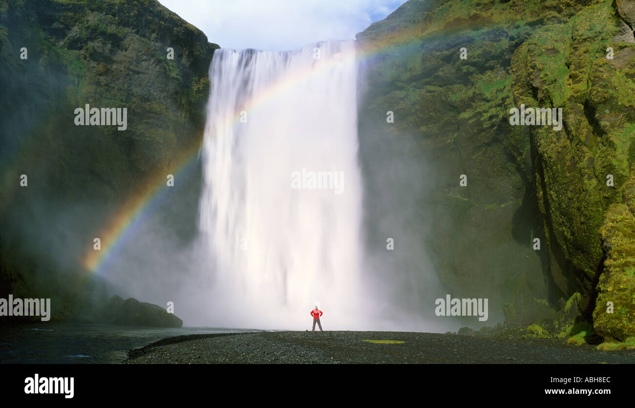 Skogafoss Wasserfall Südwest Island Stockfoto