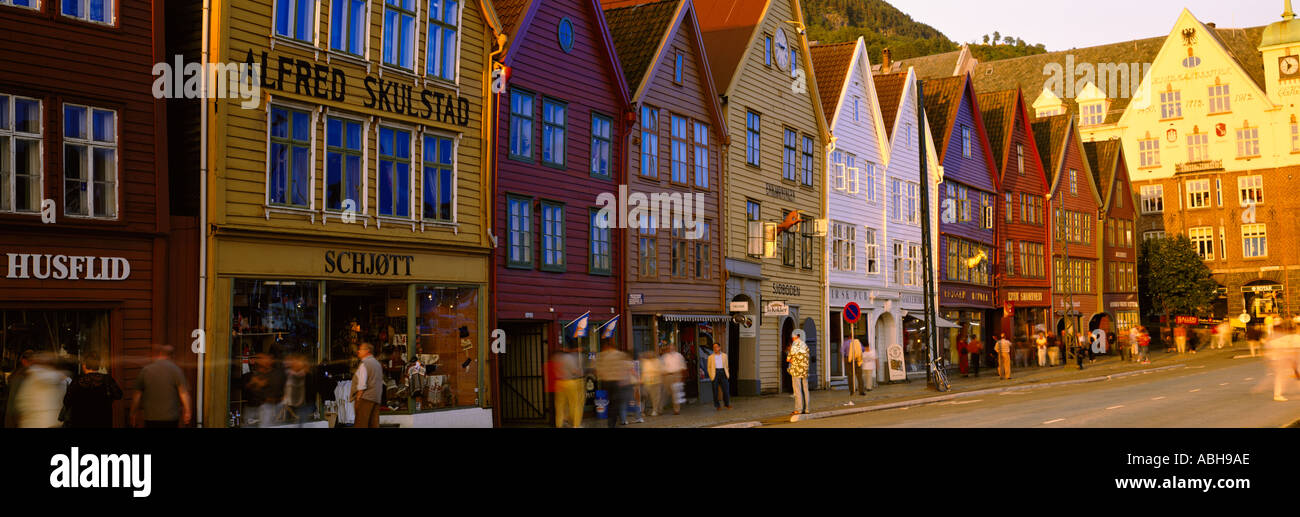 Das Bryggen Bergen Norwegen Stockfoto