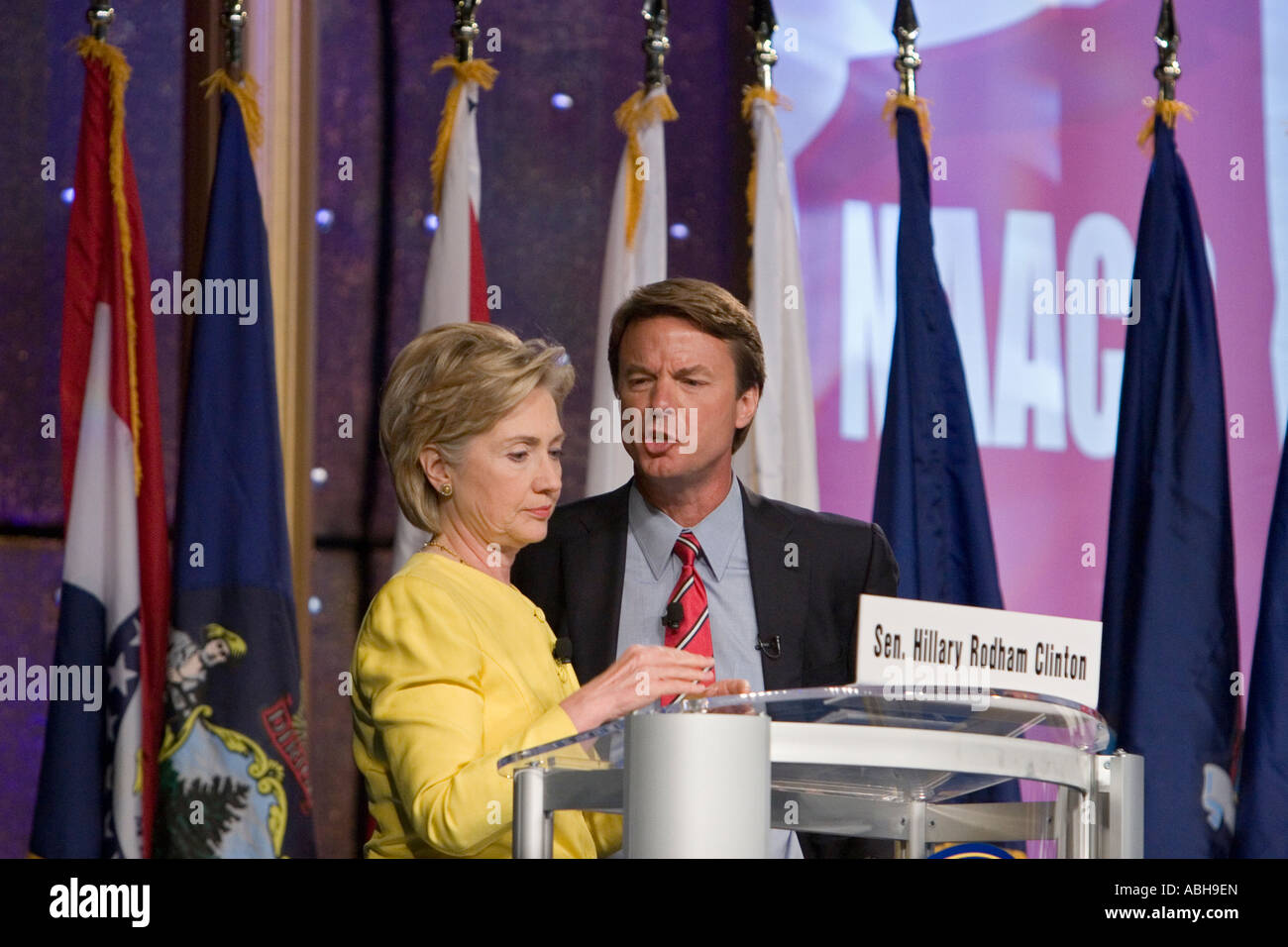 Hillary Rodham Clinton und John Edwards Stockfoto
