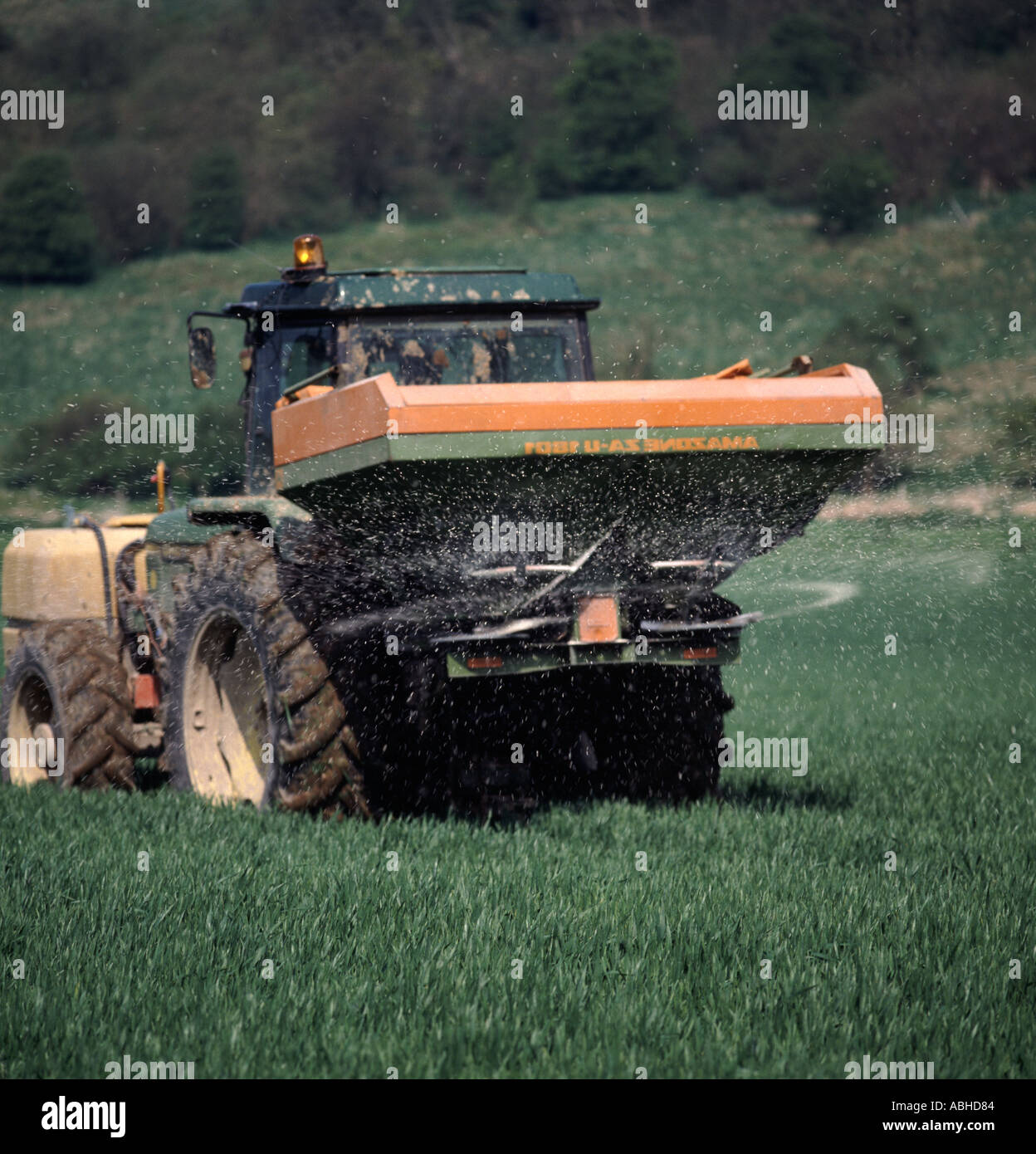 Tractor With Fertilizer Spreader Stockfotos Tractor With