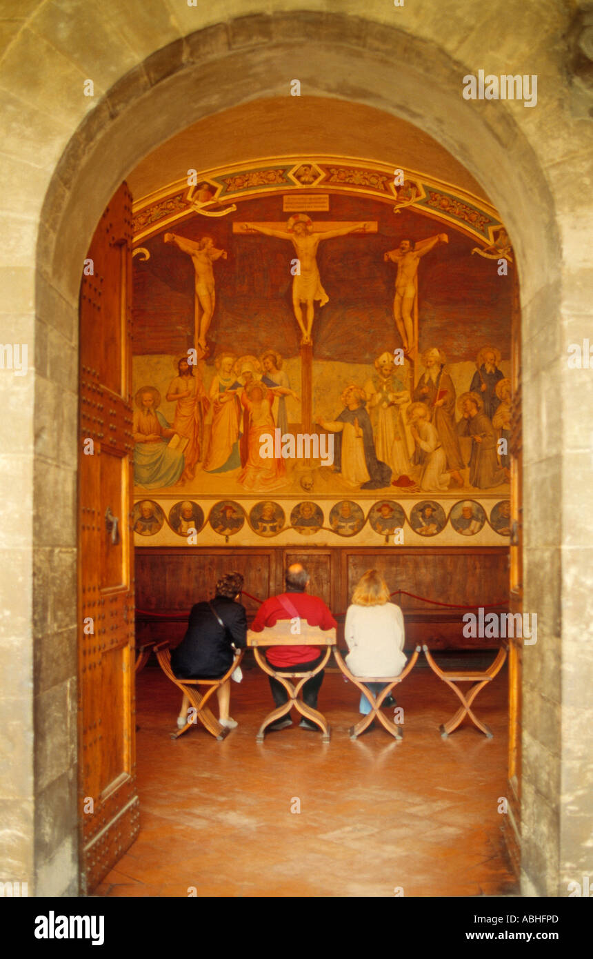 Florenz Toskana Italien Kreuzigung Fresko von Fra Angelico im Museo di San Marco Stockfoto