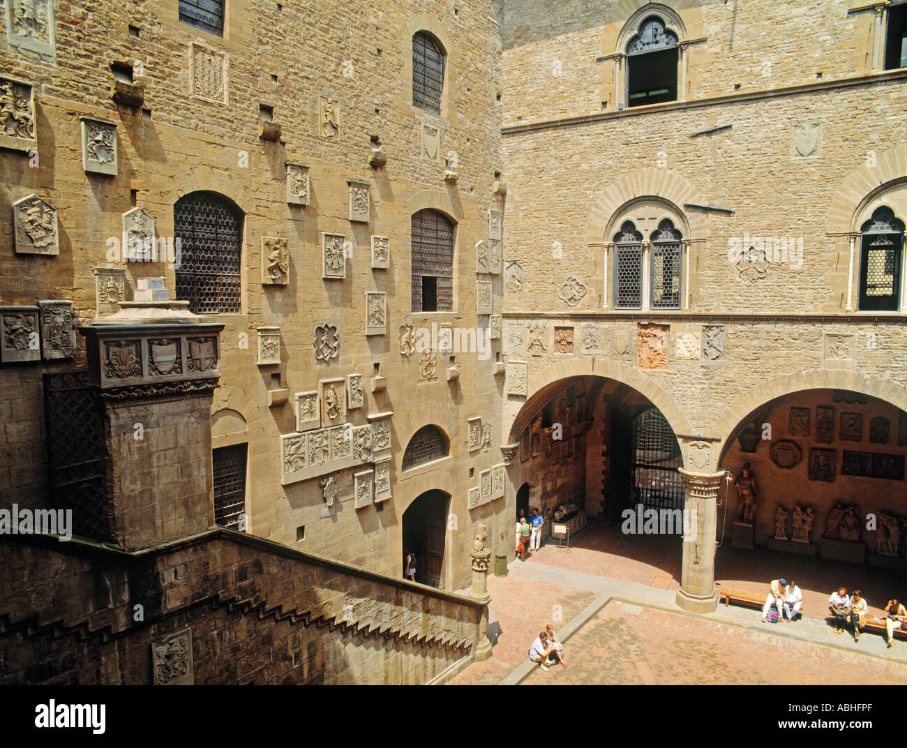 Florenz Toskana Italien Palazzo del Bargello Museum Hof Stockfoto