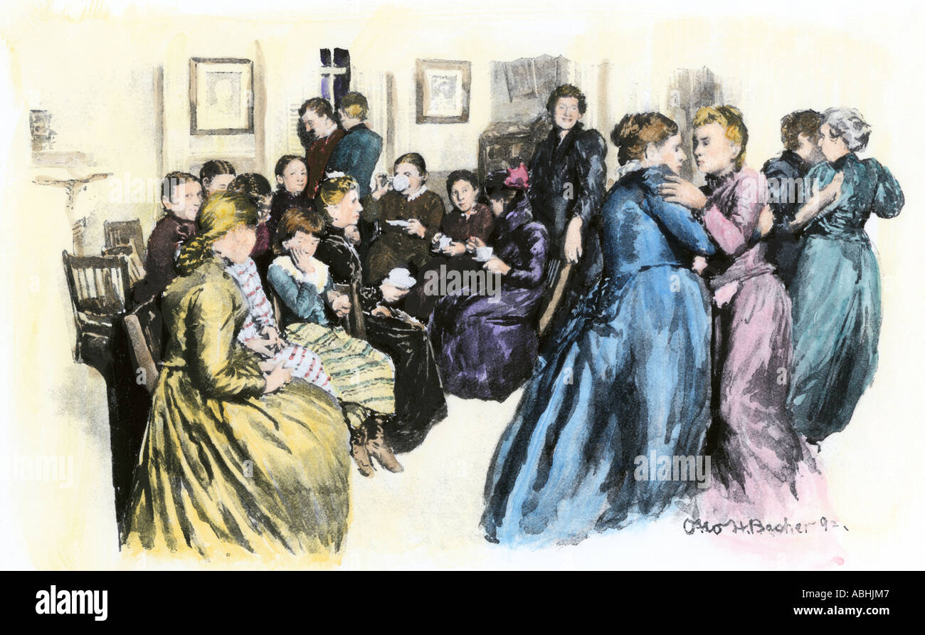 Deutsche Nacht ein gesellschaftliches Ereignis für Einwanderer in Hull House in Chicago 1890. Handcolorierte halftone einer Abbildung Stockfoto