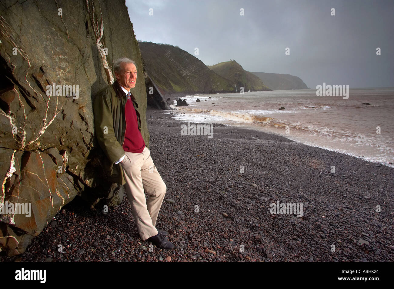 John Rous am Mund Mühle Strand von Clovelly in North Devon Stockfoto