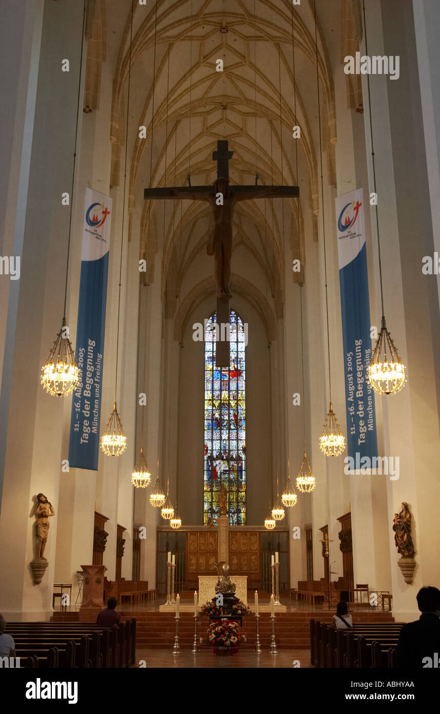 Innenansicht der Frauenkirche, der berühmtesten Kirche in München, Bayern, Deutschland. Stockfoto