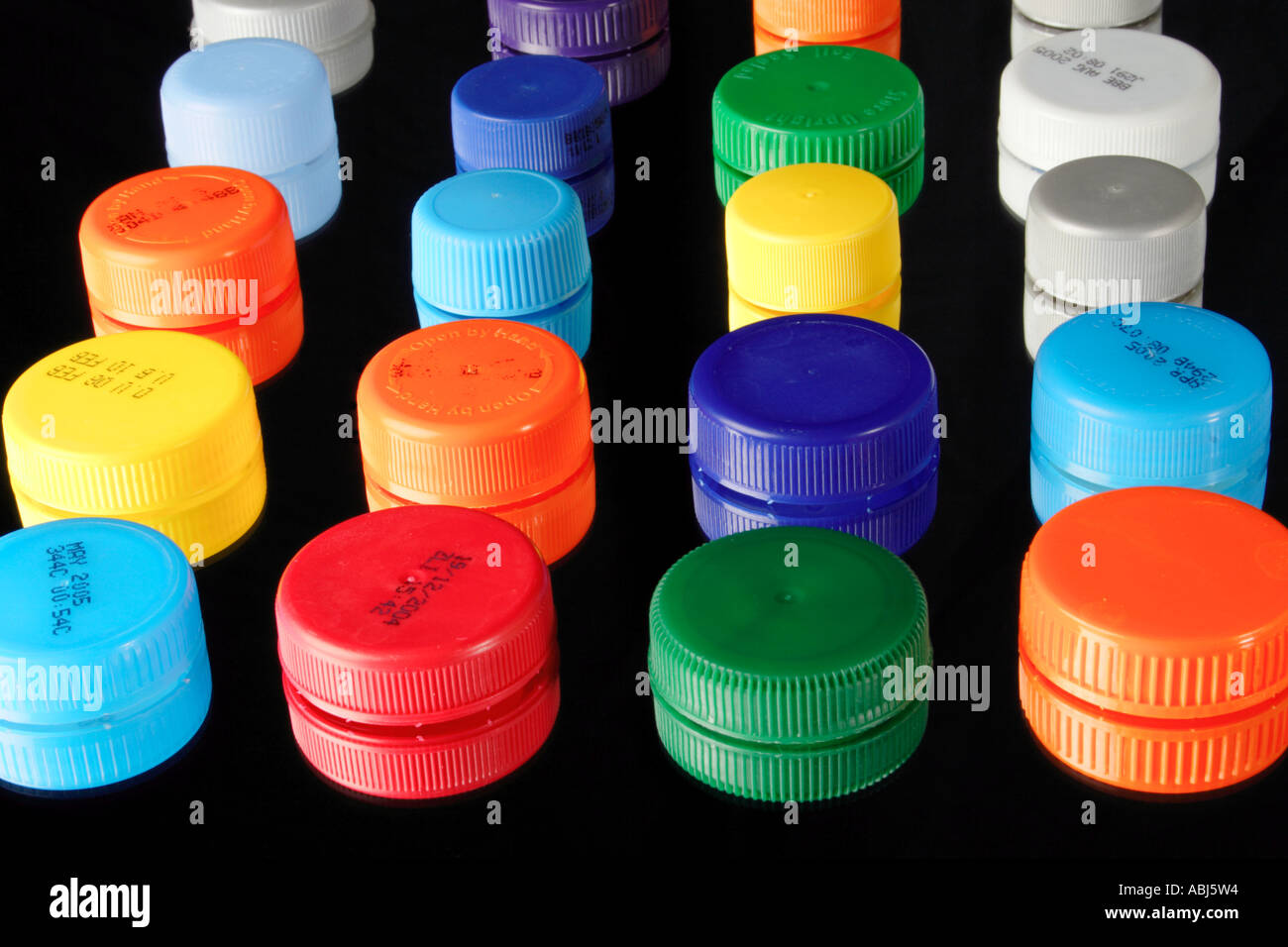 Kunststoff-Flasche Tops. Stockfoto