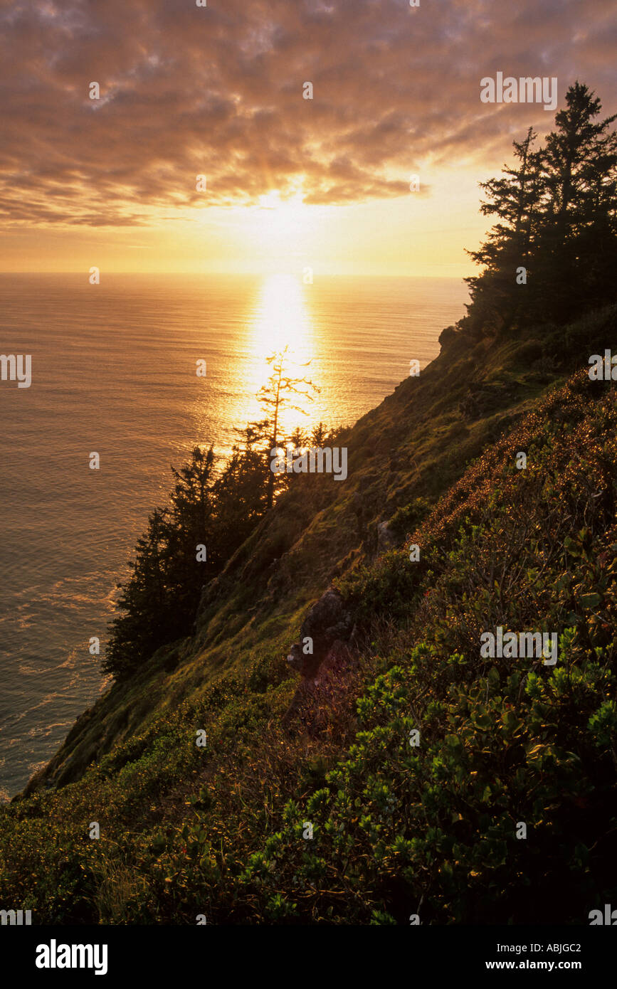 Sonnenuntergang über dem Pazifik am Cape Lookout State Park-Oregon-USA Stockfoto