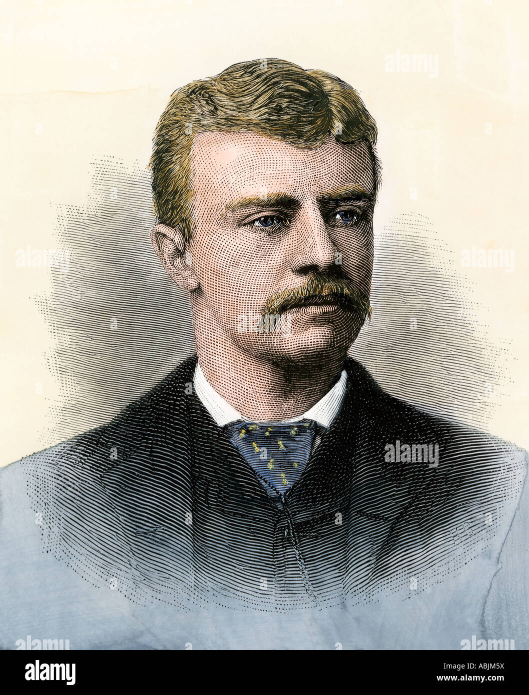 Junge Theodore Roosevelt circa 1874. Hand farbige Holzschnitt
