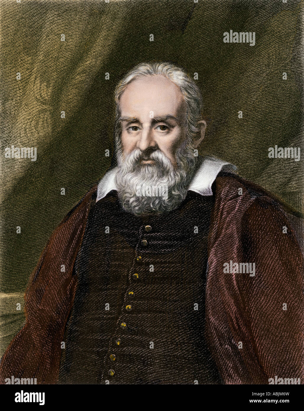 Galileo Galilei Astronom und Physiker. Hand - farbige Holzschnitt Stockfoto