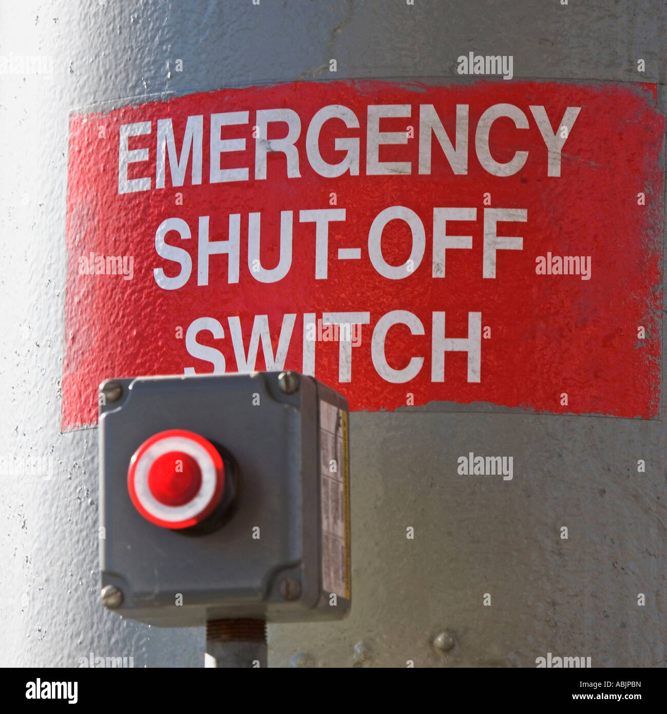 Close up Portrait of Emergency Shut Off-Schalter Stockfoto