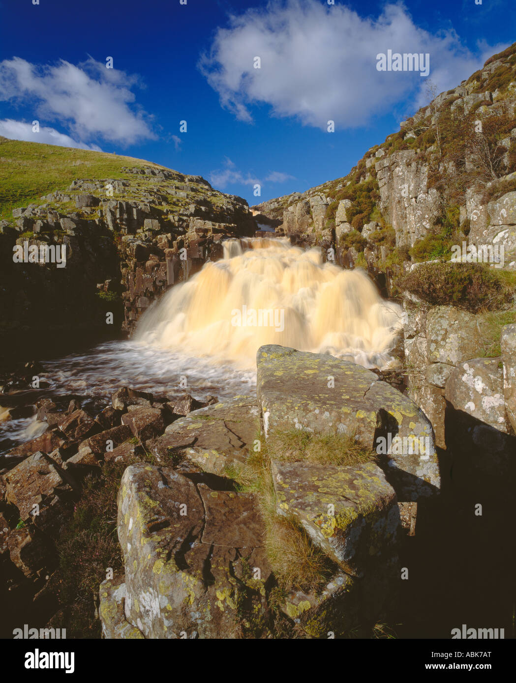 Kessel Schnauze Wasserfall, Teesdale, County Durham. Stockfoto