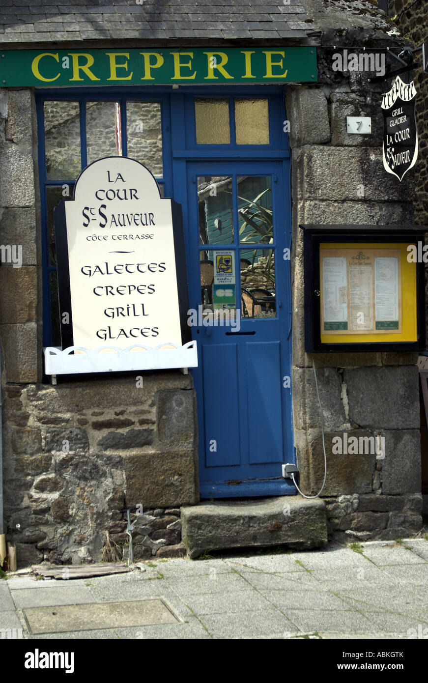 Creperie Ort St Sauveur Dinan Bretagne Frankreich Stockfoto