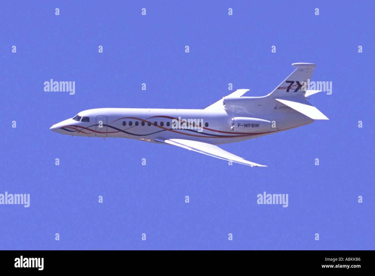 Dassault Falcon 7X Private Jet Anzeige auf der Paris Airshow Stockfoto