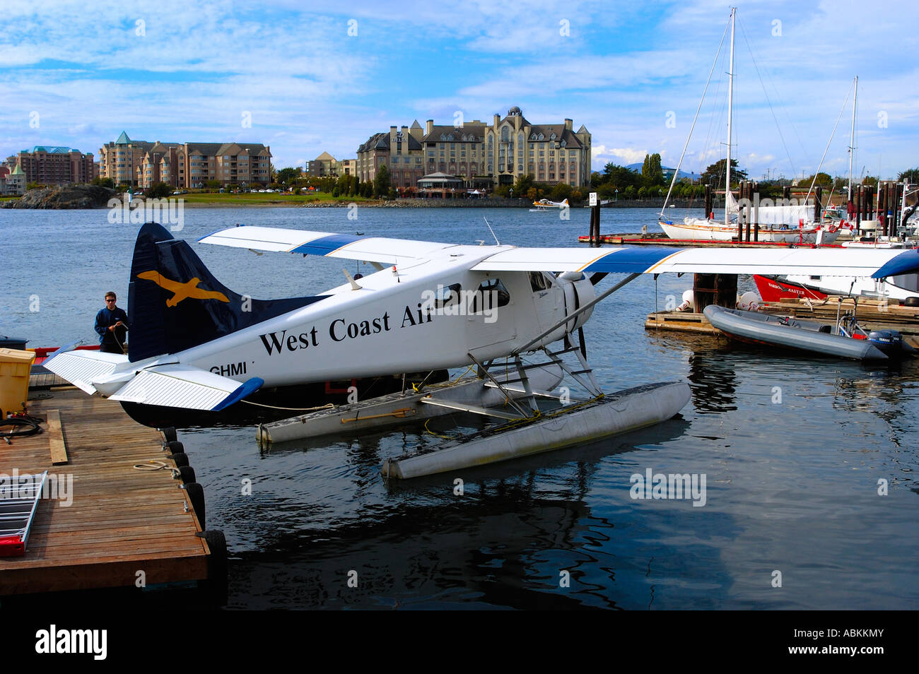 West Coast Air Wasserflugzeug de Havilland DHC 2 Beaver Victoria Inner Harbour British Columbia Kanada Stockfoto